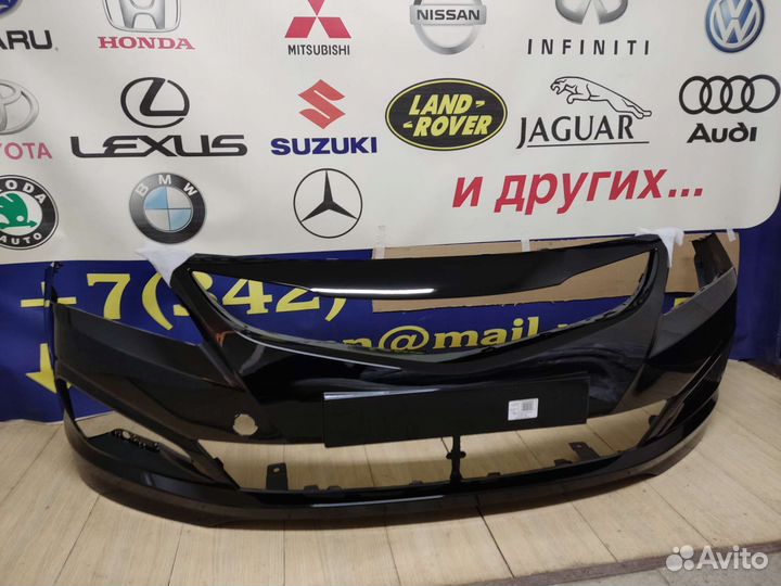 Бампер передний в цвет черый solaris 14-17 +дост