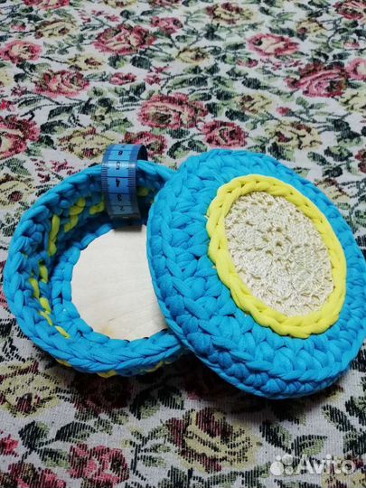 Шкатулка корзинка из трикотажной пряжи