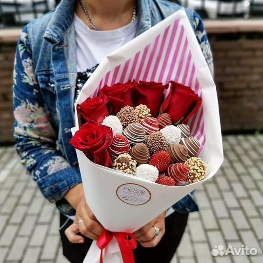 Клубника в шоколаде, Букеты с клубникой