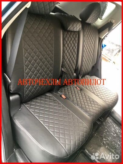 Чехлы Автопилот Opel Antara из экокожи чёрные Ромб