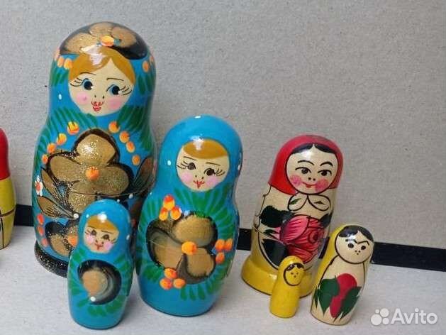 Русская Матрёшка сувенир новые синие красные