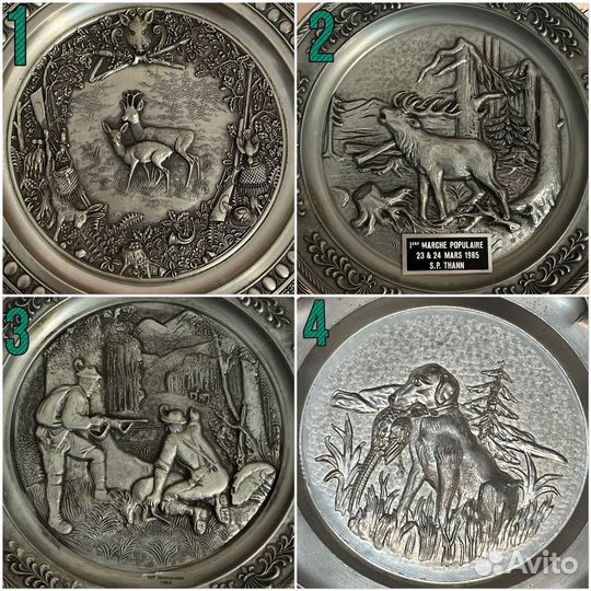 Тарелка олово настенная охота Германия