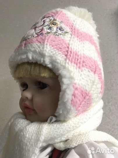 Шапка +шарфик, зимний набор