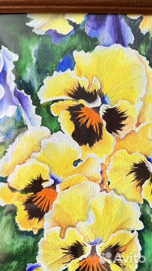 Картина Фиалки 32х23 см, акварель, рама