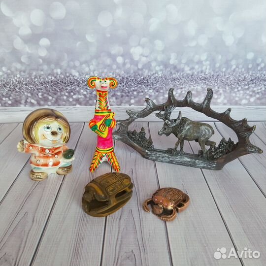 Статуэтка домовёнок, скарабей, лось