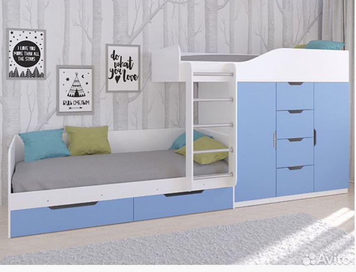 Кровать двухъярусная Астра 6 Белый/Дуб Шамони