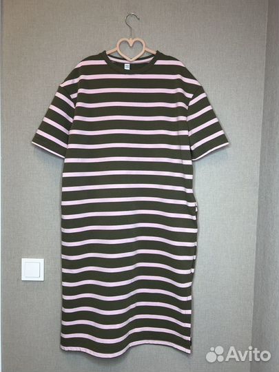 Платье-футболка р.М (46) в полоску прямое