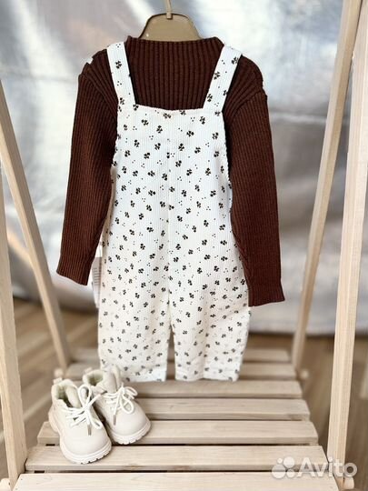 Вельветовый полукомбинезон для девочки 74 80 86