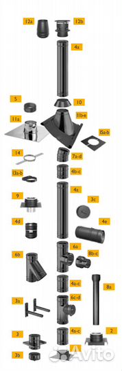 Отвод 15 350/400 Schiedel Permeter 25 черный RAL 9