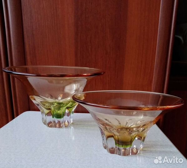 Набор конфетниц цветное чешское стекло