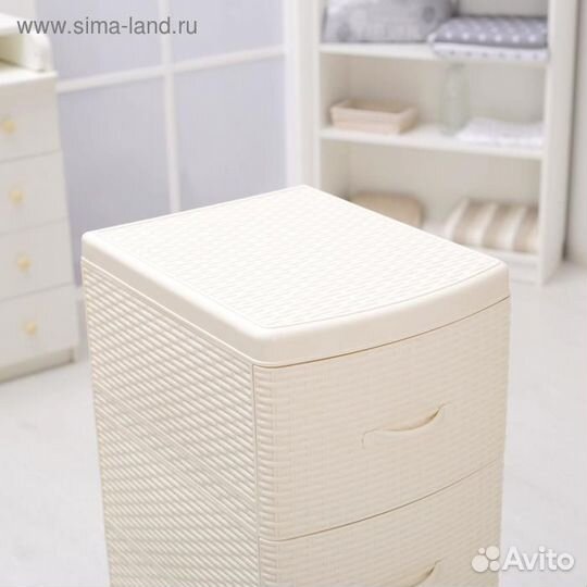 Комод 4-х секционный «Ротанг», цвет слоновая кость