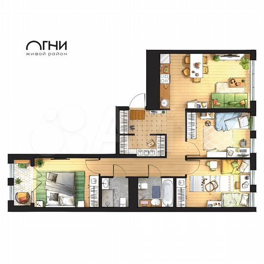 3-к. квартира, 73,4 м², 5/5 эт.