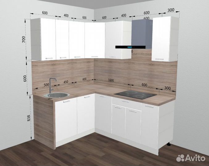 Кухня угловая белая