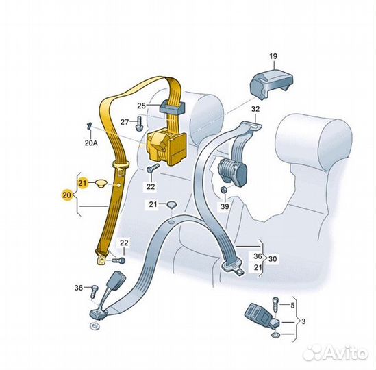 Ремень безопасности задний Skoda Octavia cwva 2017
