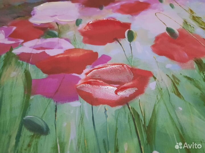 Картина для интерьера на подрамнике маки цветы