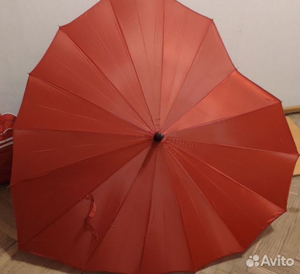 Зонтик трость сердце красный