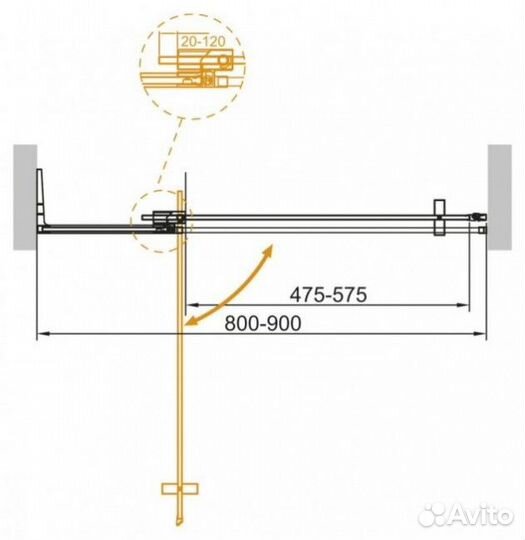 Душевая дверь Cezares slider-B-1-80/90-grigio-nero