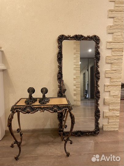 Комплект под бронзу, зеркало, светильники, столик