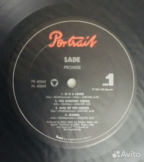 Sade Promise 1985 CBS US LP
