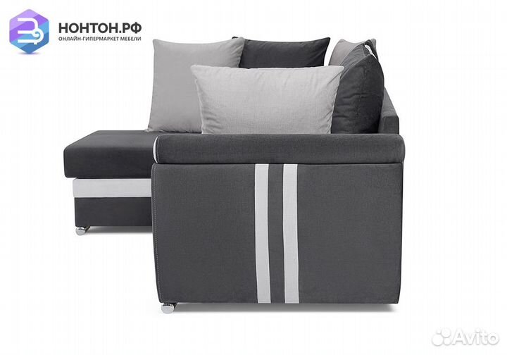 Диван угловой дельфин Стефани темно-серый / серый