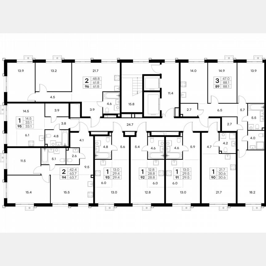 3-к. квартира, 88,1 м², 13/23 эт.