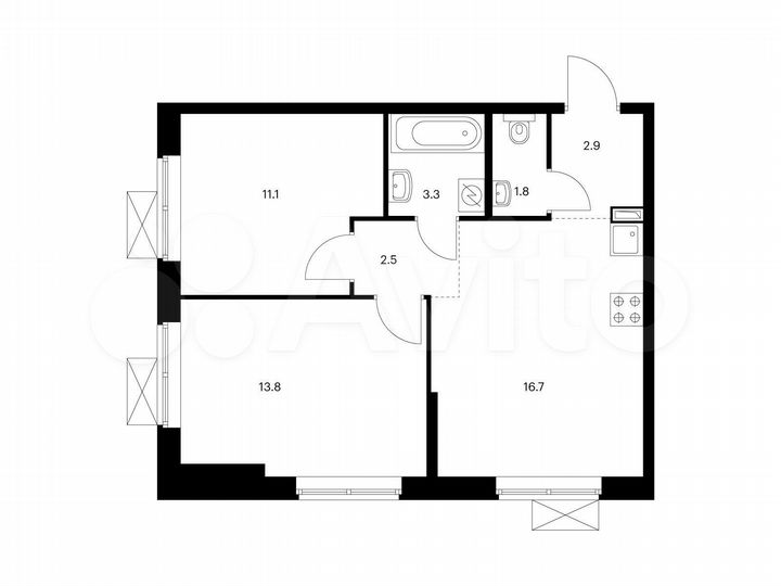 2-к. квартира, 52,1 м², 16/16 эт.