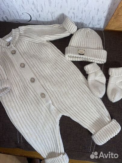 Комбинезон вязанный теплый 68