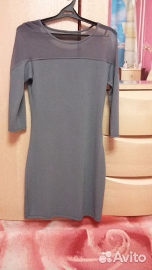 Серое платье мини