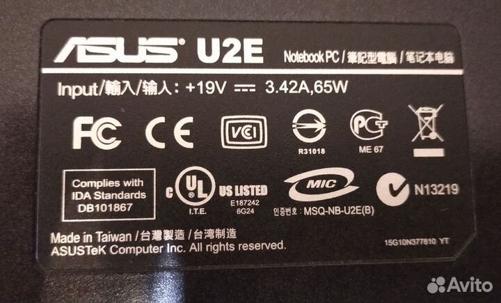 Ноутбук Asus U2E