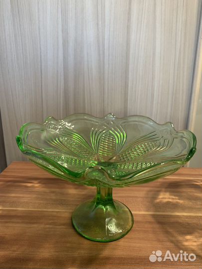Ваза для фруктов цветное стекло СССР