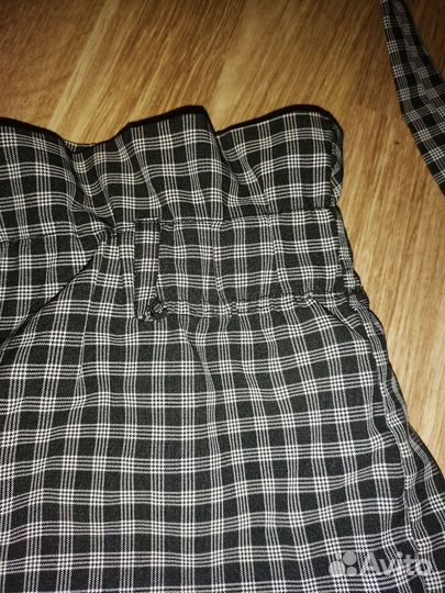 Шорты женские на резинке в клетку с поясом S 42-44