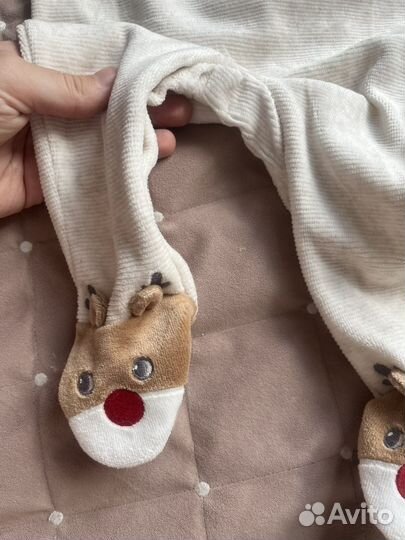 Комбинезон-слип новогодний 68, 80 см