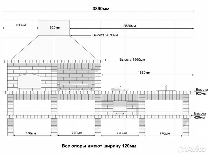 Печь барбекю / Мангал из кирпича