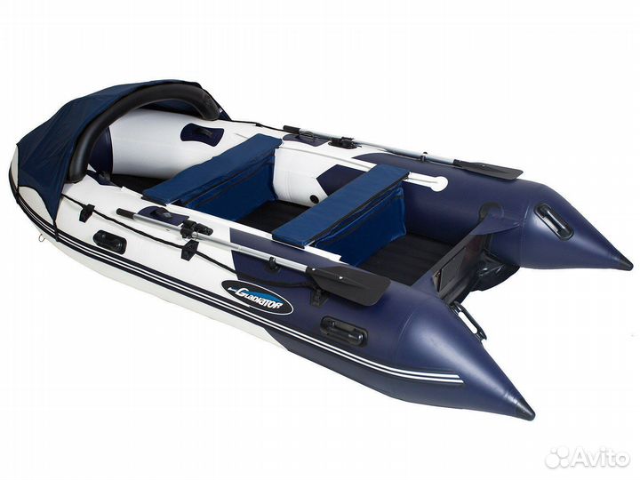Лодка пвх Gladiator E380 PRO бело/темно-синий