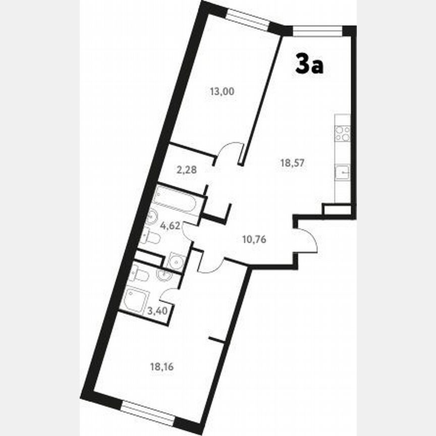 2-к. квартира, 71,4 м², 1/17 эт.