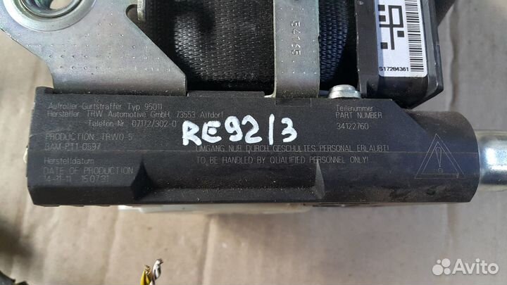 Ремень безопасности правый с пиропатроном бмв е92