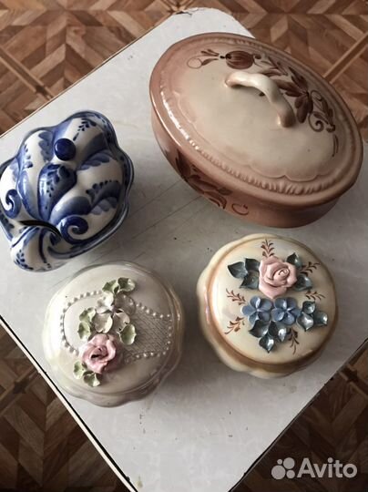 Шкатулки,карандашница,фарфор, гжель