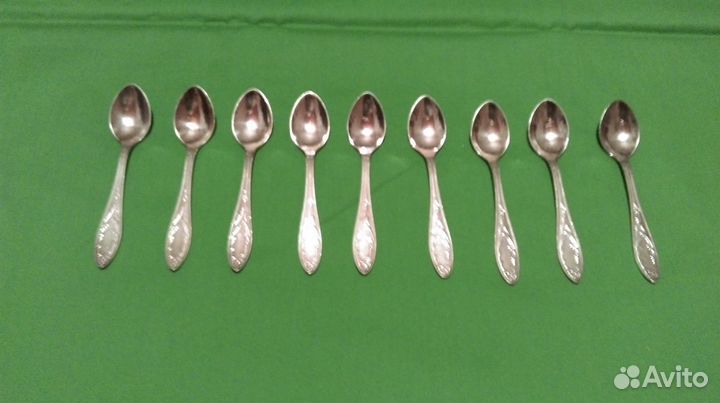 Ложечки кофейные 9 шт, мельхиор с серебрением