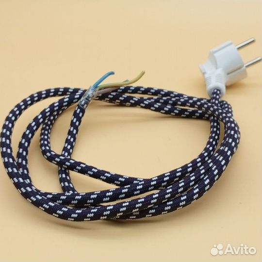 Шнур сетевой в тканевой оплетке для утюга 170см