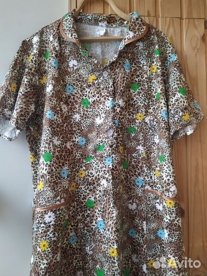 Халат сатиновый и платье х/б большого размера