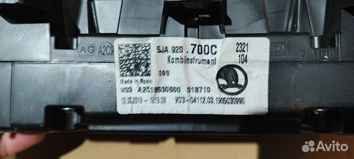 Панель приборов (щиток) Skoda Rapid 2019