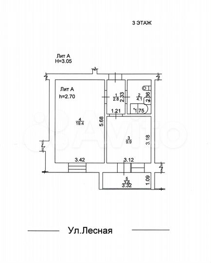 1-к. квартира, 36,2 м², 3/3 эт.