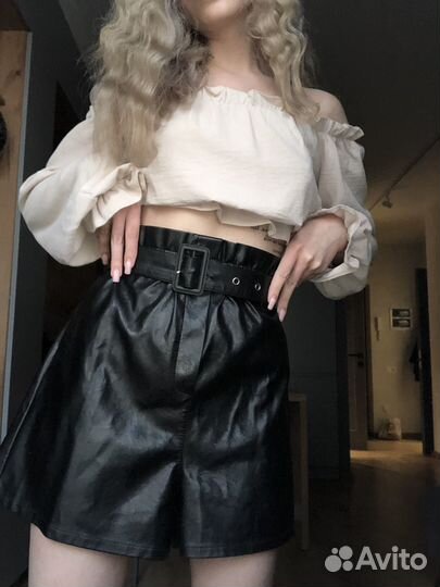 Шорты женские кожаные