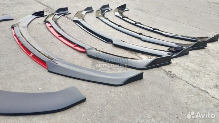 Сплиттер передний сборный черный глянец