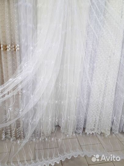 Тюль с вышивкой, готовые комплекты