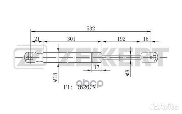 Пружина газовая багажника Peugeot 308 SW 07