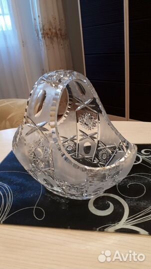 Ваза корзина хрустальная. Чехословакия