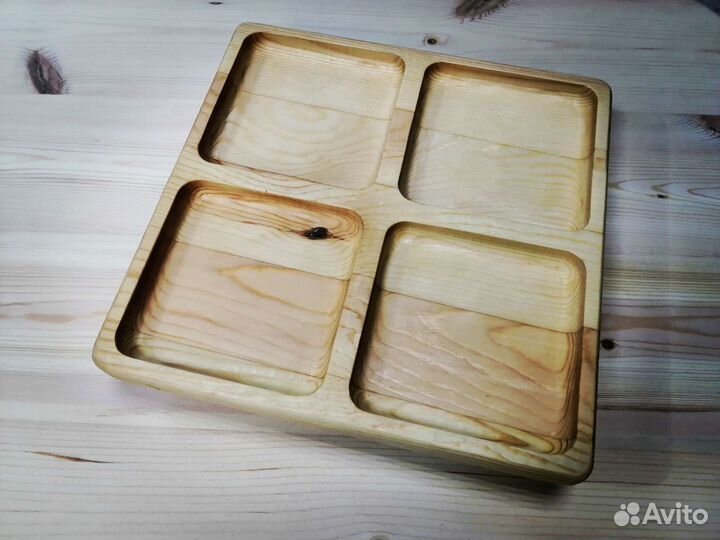 Менажница деревянная, детские тарелочки