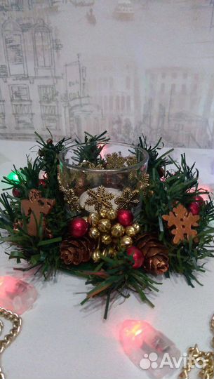 Новогодние подсвечники ручной работы