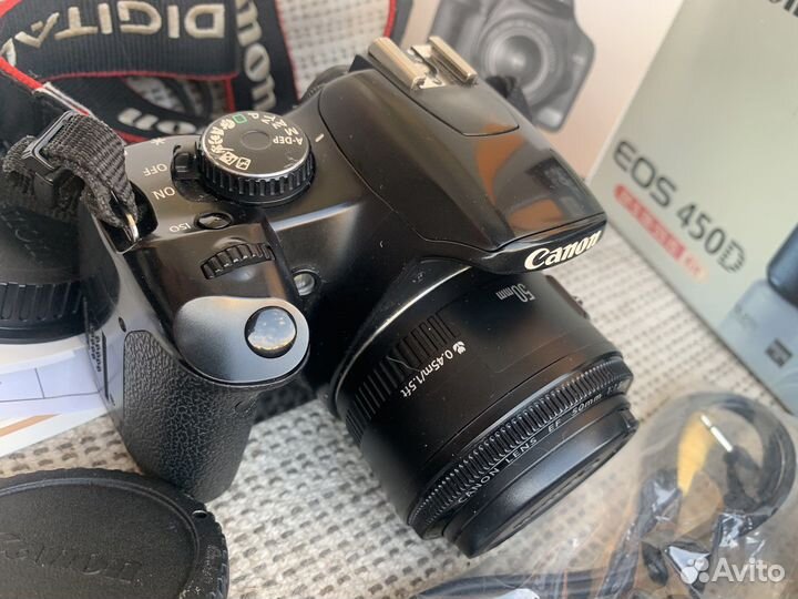 Зеркальный фотоаппарат canon 450d + 2 объектива